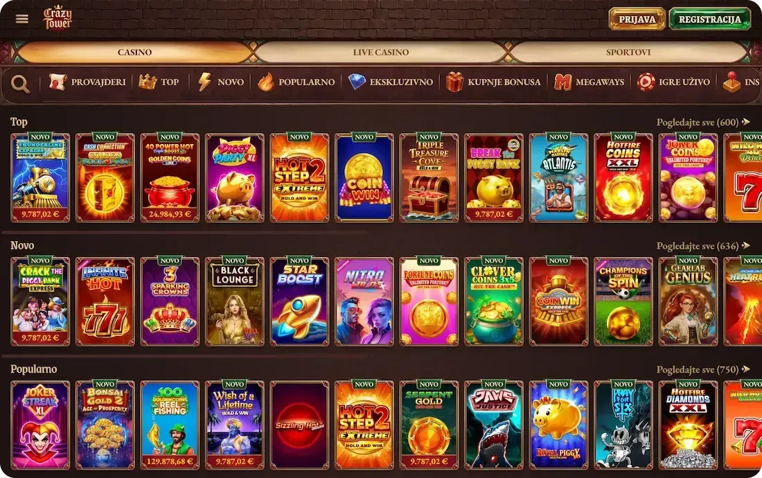 crazytower casino igre